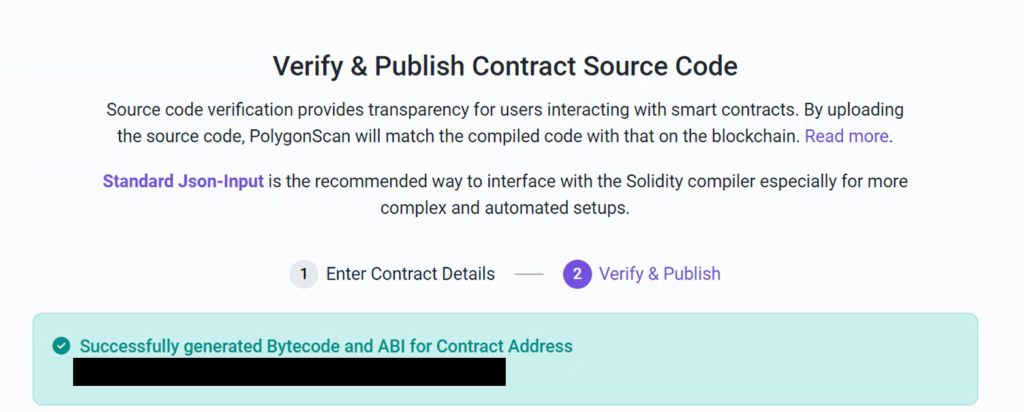 Verify and Publish Smart Contract